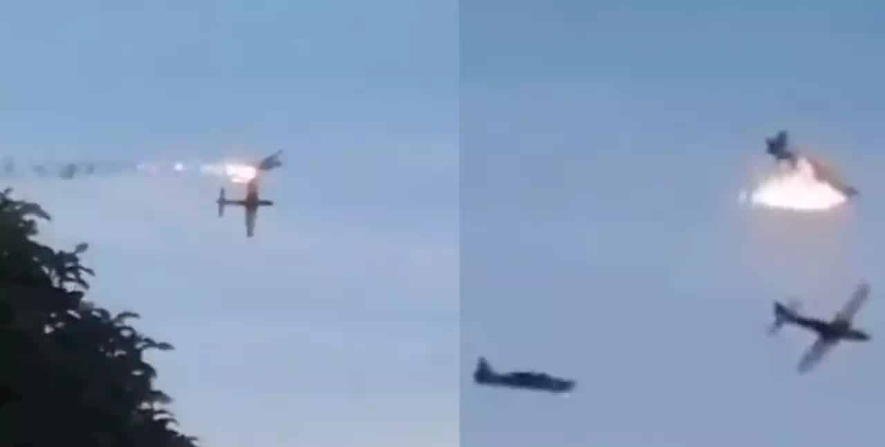 Así fue el choque de dos aviones de la Fuerza Aérea en Villavicencio